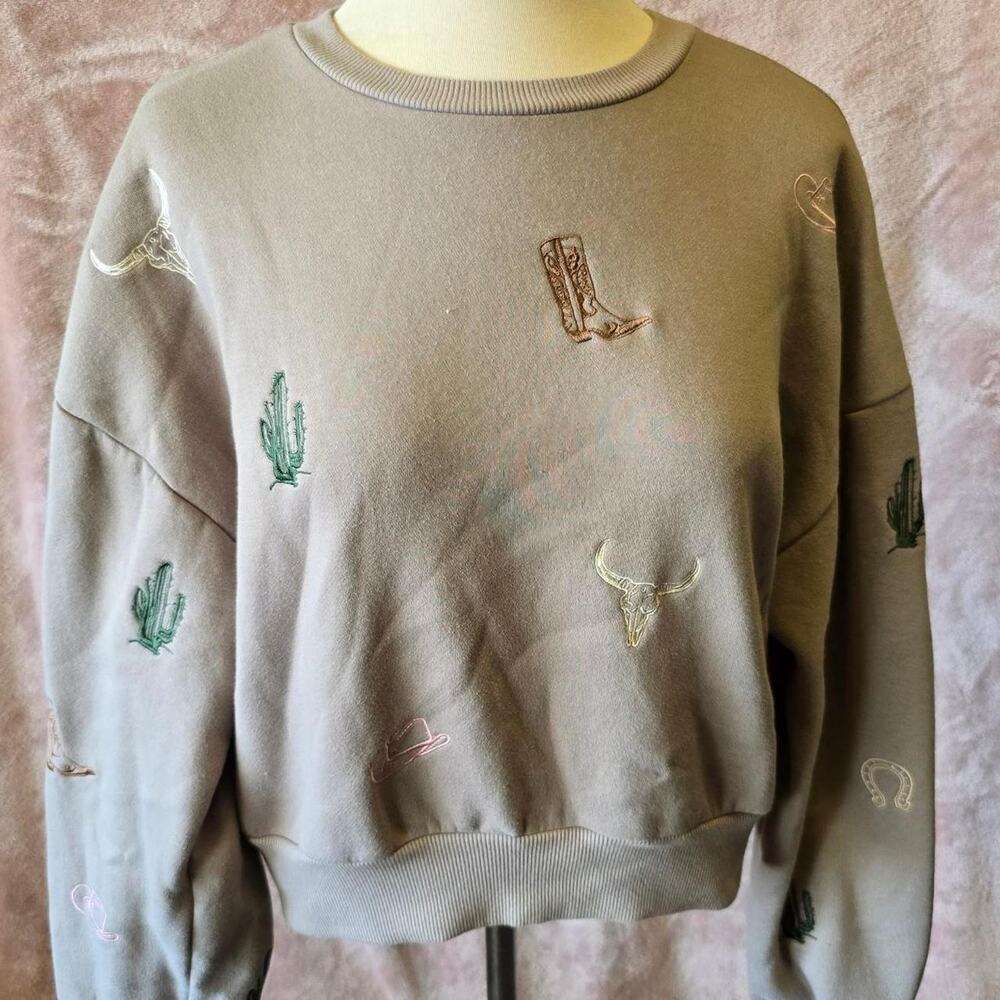 Cotton essentials western cowboy crewneck